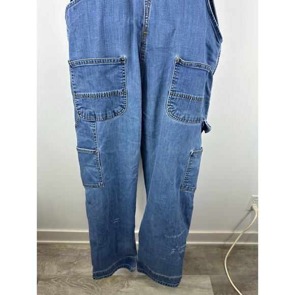 Carhartt Double Knee Denim Overalls Carpenter Workwear Utility 42x30 Distressed - Picture 16 of 16
